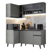 Combo Completo de Cocina Esquinera 265 cm Gris Nice Madesa 02