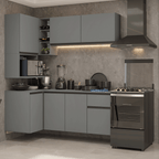 Combo completo de Cocina Esquinera Flotante 265 cm 7 Puertas 1 Cajón Gris Nice Madesa