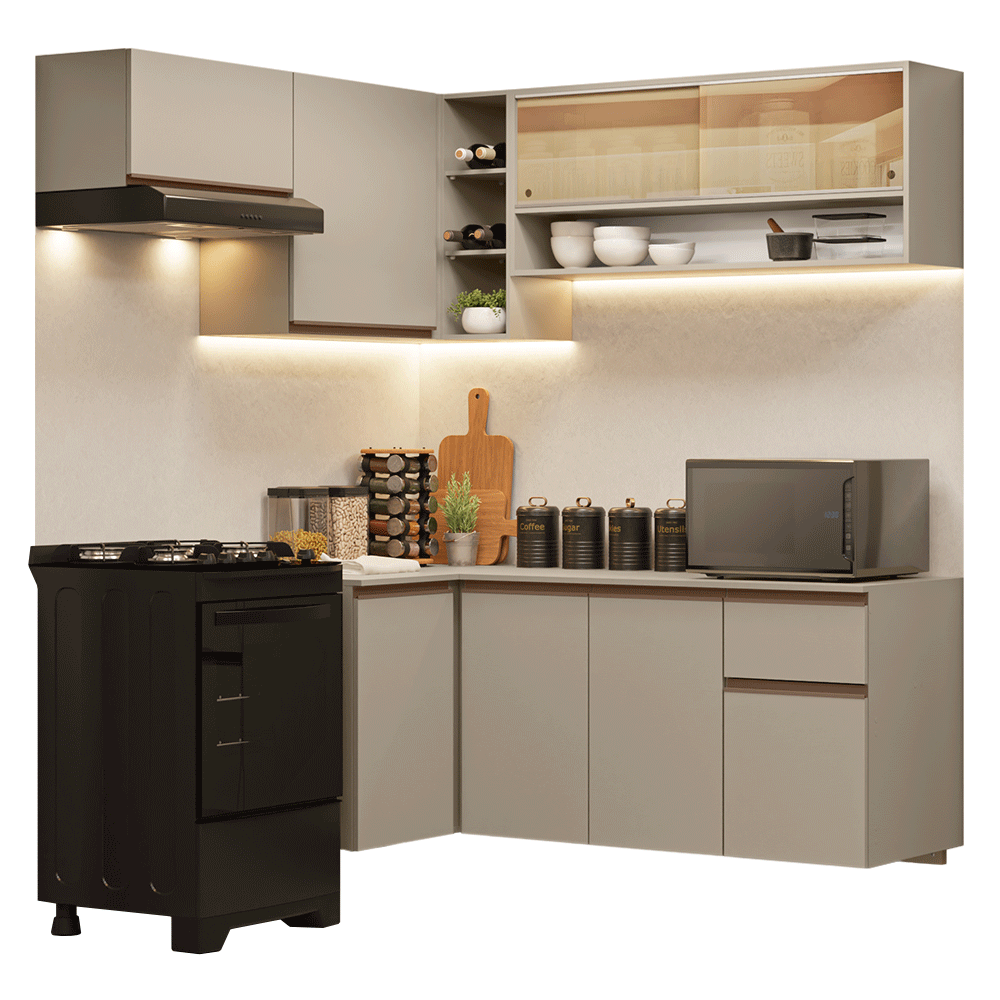 Combo completo de Cocina Esquinera 325 cm Crema Nice Madesa 02