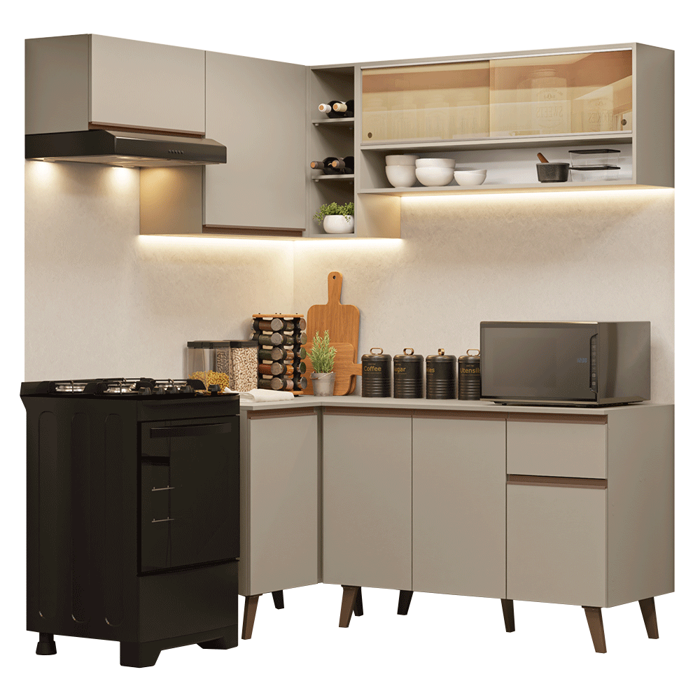 Combo completo de Cocina Esquinera 325 cm Crema Nice Madesa 04