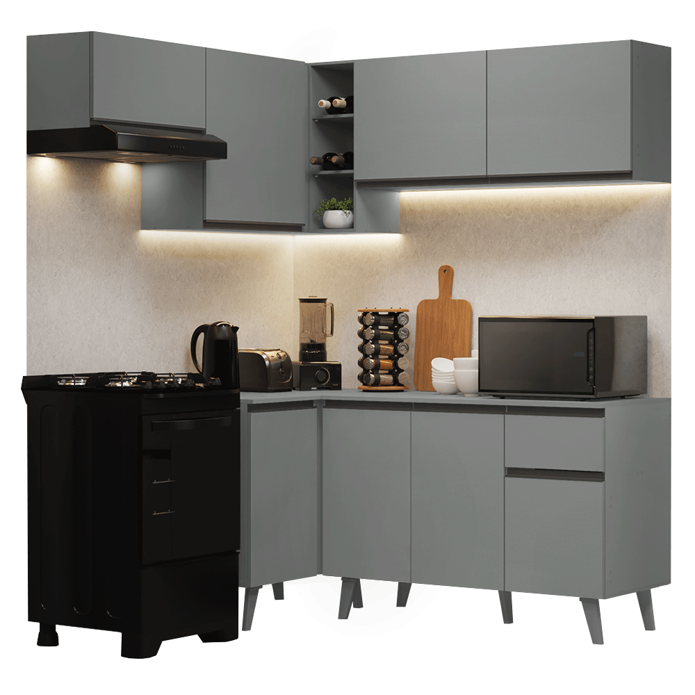 Combo completo de Cocina Esquinera 325cm Gris Nice Madesa 06