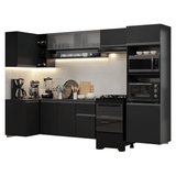 Combo Completo de Cocina Esquinera Flotante 385 cm Negro Nice Madesa 01