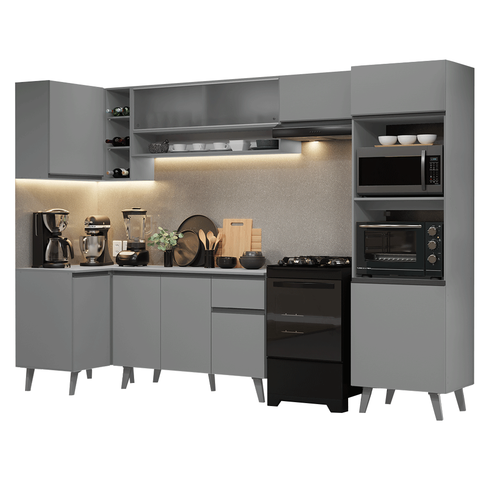 Combo completo de Cocina Esquinera 385cm Gris Nice Madesa 03