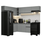 Combo completo de Cocina Esquinera Flotante 405 cm 9 Puertas 1 Cajón Gris Nice Madesa