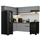 Combo Cocina esquinero Flotante 405cm Gris Nice Madesa 01