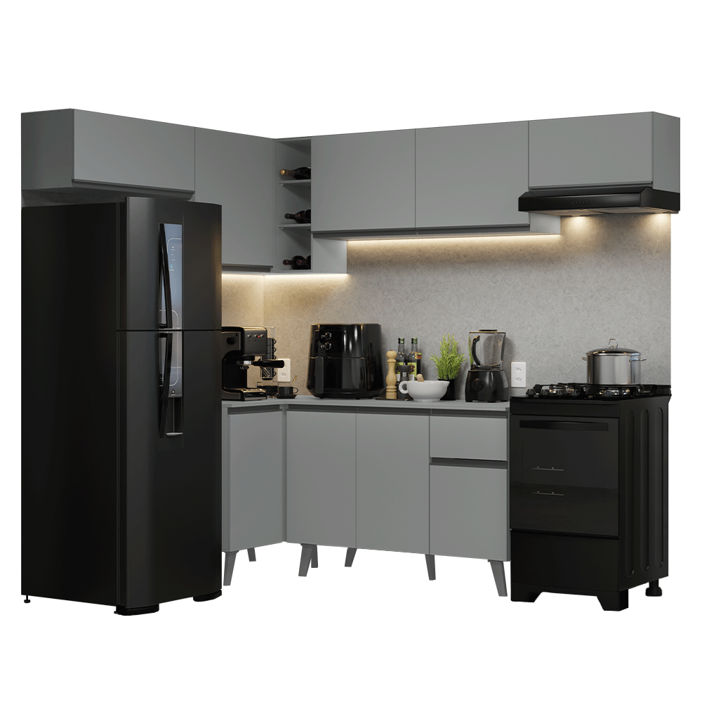 Combo completo de Cocina Esquinera 405cm Gris Nice Madesa 02