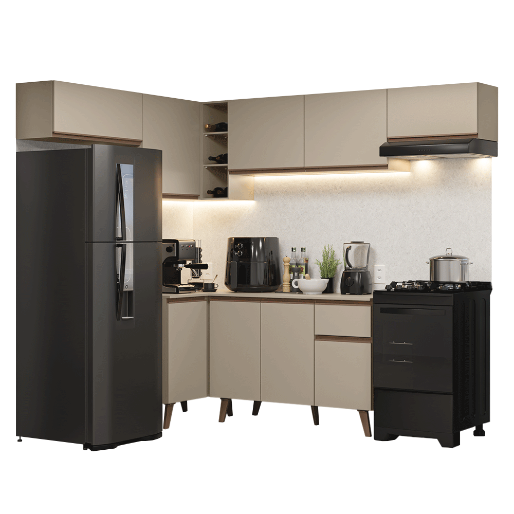 Combo completo de Cocina Esquinera 405 cm Crema Nice Madesa 02