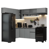 Combo completo de Cocina Esquinera Flotante 405cm Gris Nice Madesa 03