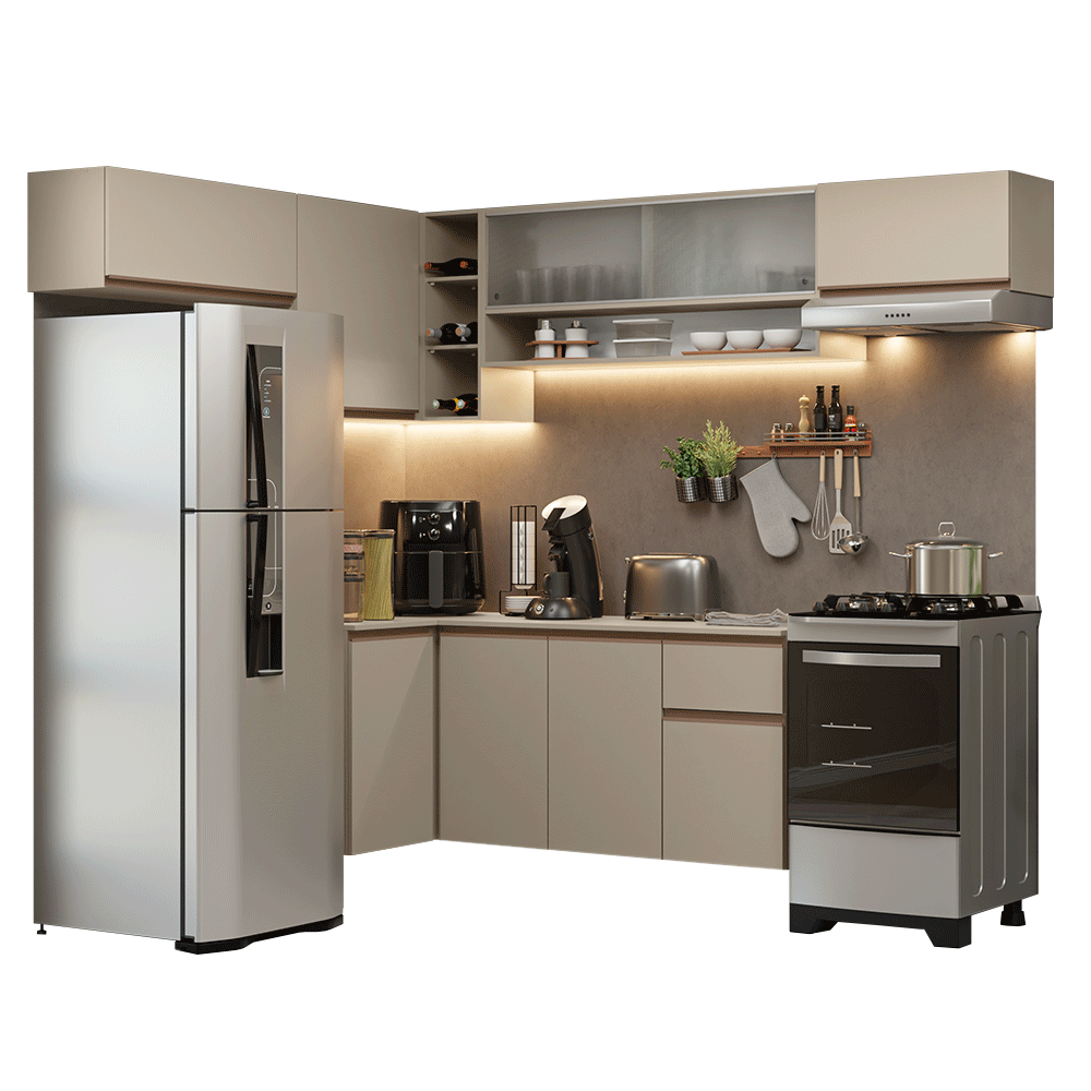 Combo completo de Cocina Esquinera 405 cm Crema Nice Madesa 03