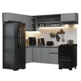 Combo completo de Cocina Esquinera Flotante 405cm Gris Nice Madesa 04