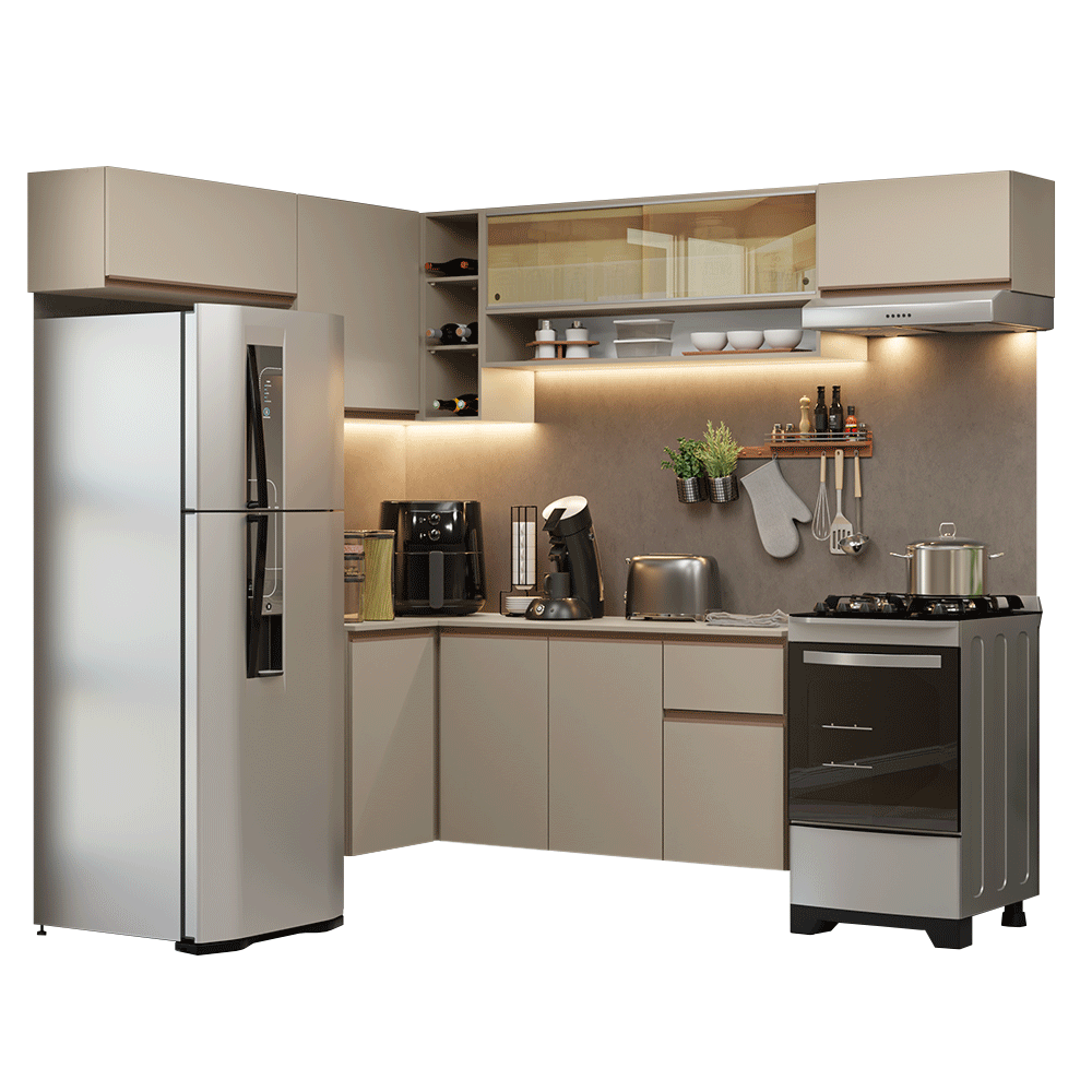 Combo completo de Cocina Esquinera 405 cm Crema Nice Madesa 04