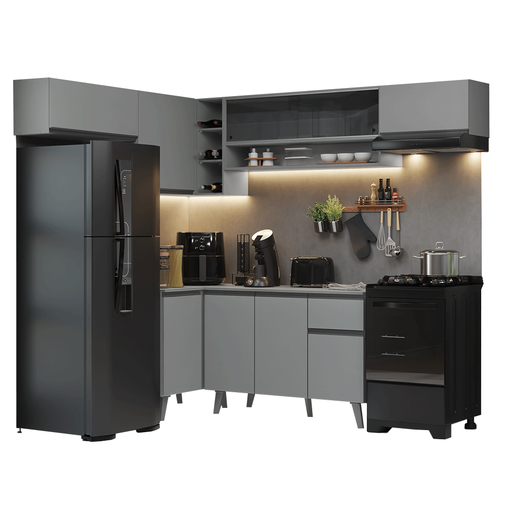 Combo completo de Cocina Esquinera 405cm Gris Nice Madesa 06