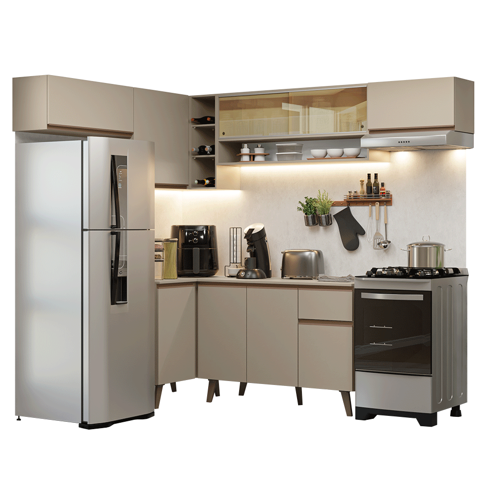 Combo completo de Cocina Esquinera 405 cm Crema Nice Madesa 06