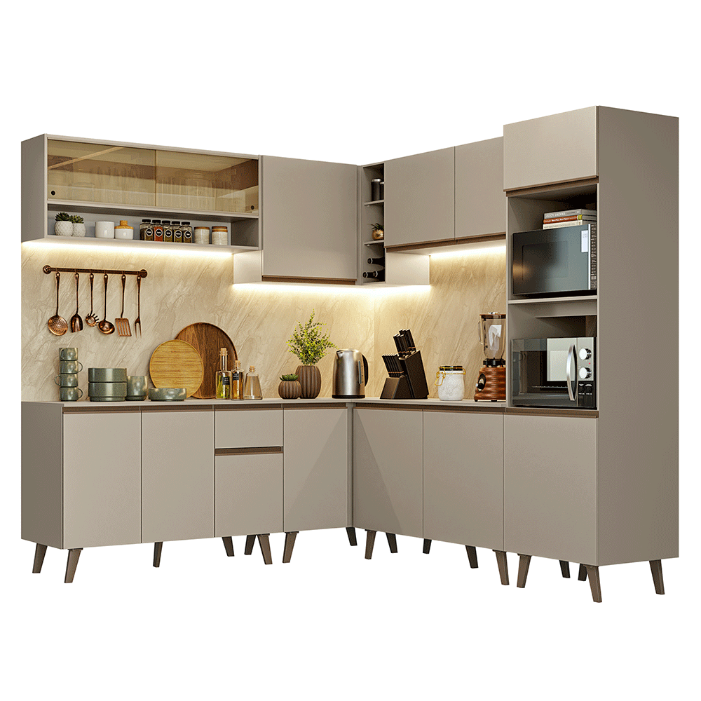 Combo completo de Cocina Esquinera 445cm Crema Nice 01