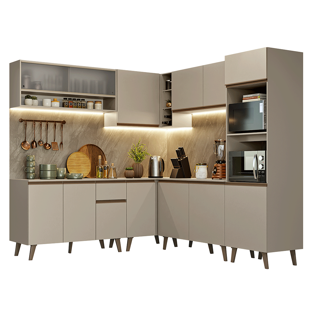 Combo completo de Cocina Esquinera 445 cm Crema Nice 02