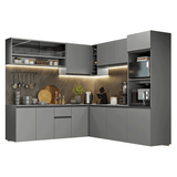 Combo completo de Cocina Esquinera 445 cm Flotante Gris, Nice 04