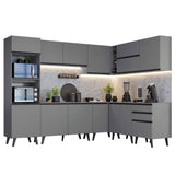 Combo Completo de Cocina Esquinera 465 cm Gris Nice Madesa 01