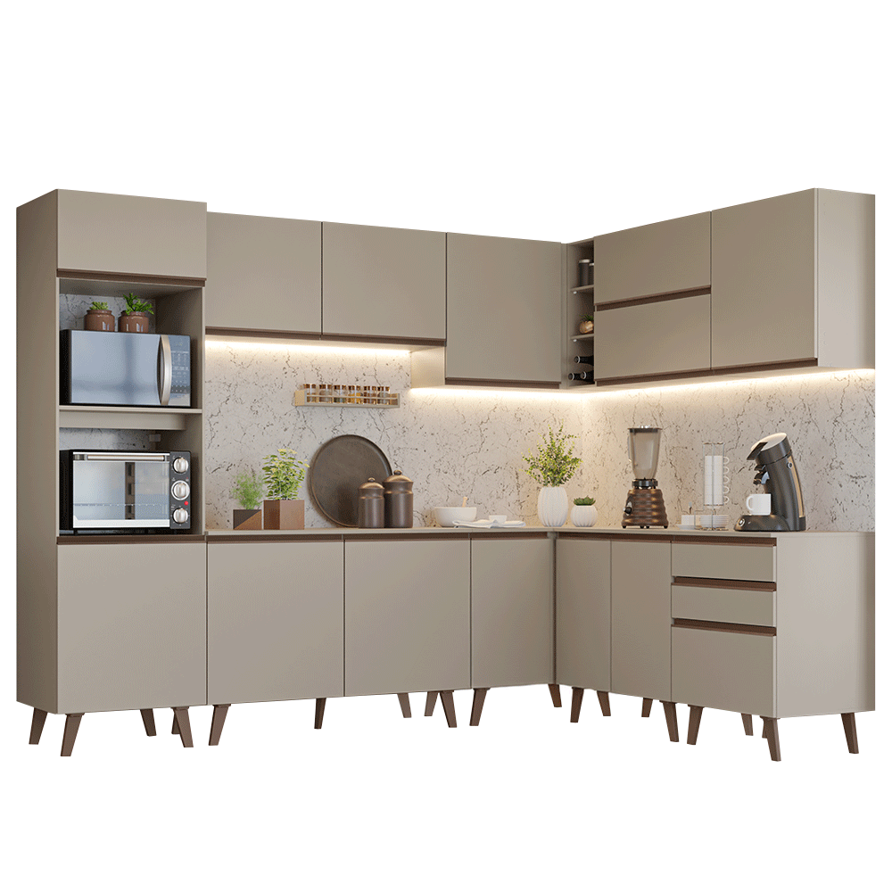 Combo completo de Cocina esquinera 465 cm Crema Nice 01