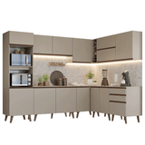 Combo completo de Cocina esquinera 465 cm Crema Nice 01