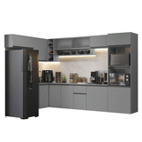 Combo completo de Cocina Esquinera Flotante 465cm Gris Nice Madesa 02