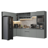 Combo completo de Cocina Esquinera Flotante 465cm Gris Nice Madesa 03