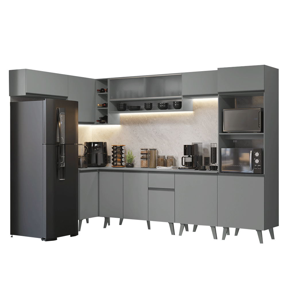 Combo completo de Cocina Esquinera 465cm Gris Nice Madesa 04
