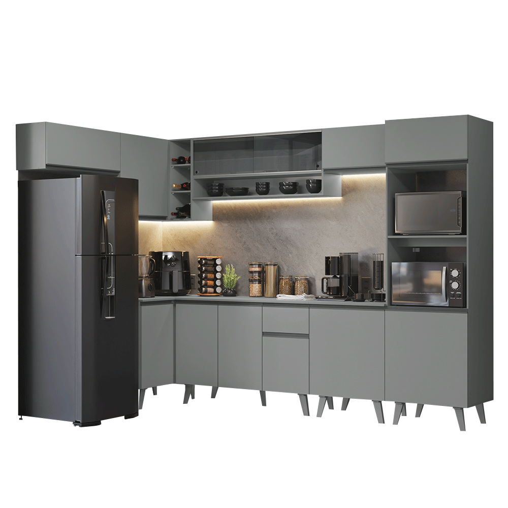 Combo completo de Cocina Esquinera 465cm Gris Nice Madesa 05