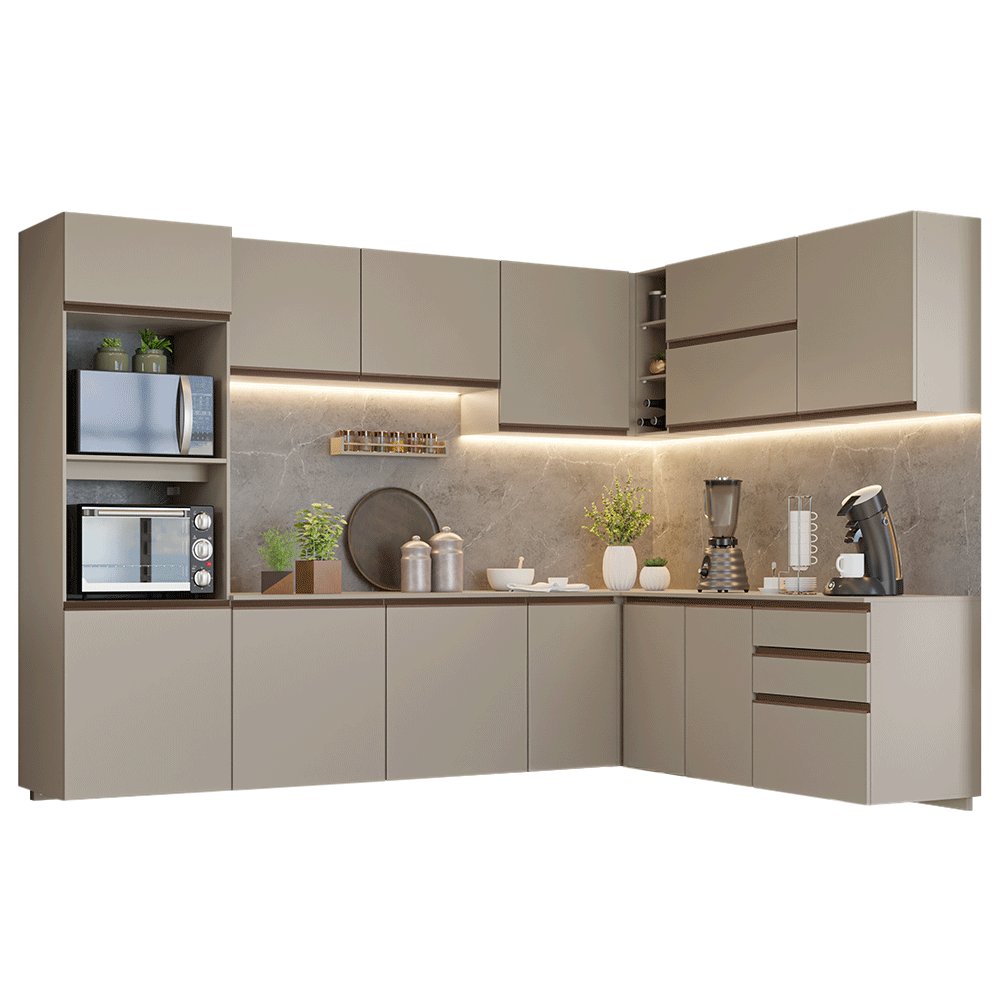 Combo de Cocina Esquinero 465 cm Sin Patas Nice Crema 10
