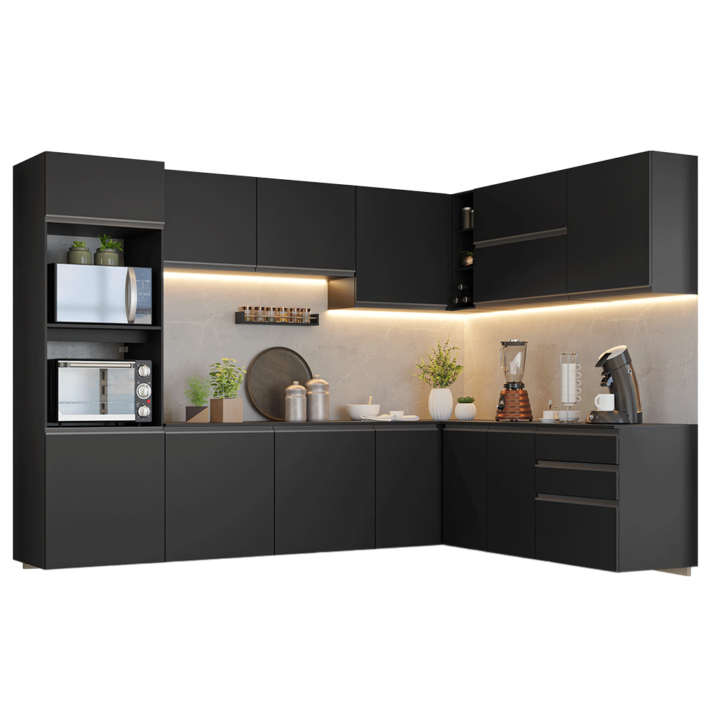 Combo completo de Cocina Esquinero 465 cm Flotante Negro Nice Madesa 10