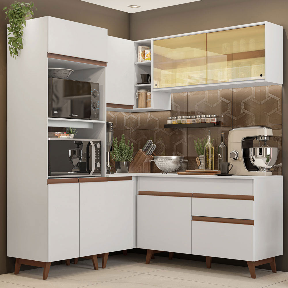 Combo completo de Cocina Esquinera 332 cm 9 Puertas 1 Cajón Blanco Reims Madesa