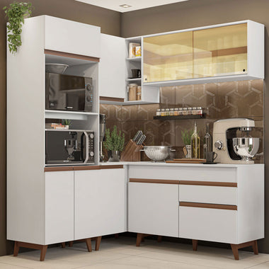 Combo completo de Cocina Esquinera 332 cm 9 Puertas 1 Cajón Blanco Reims Madesa