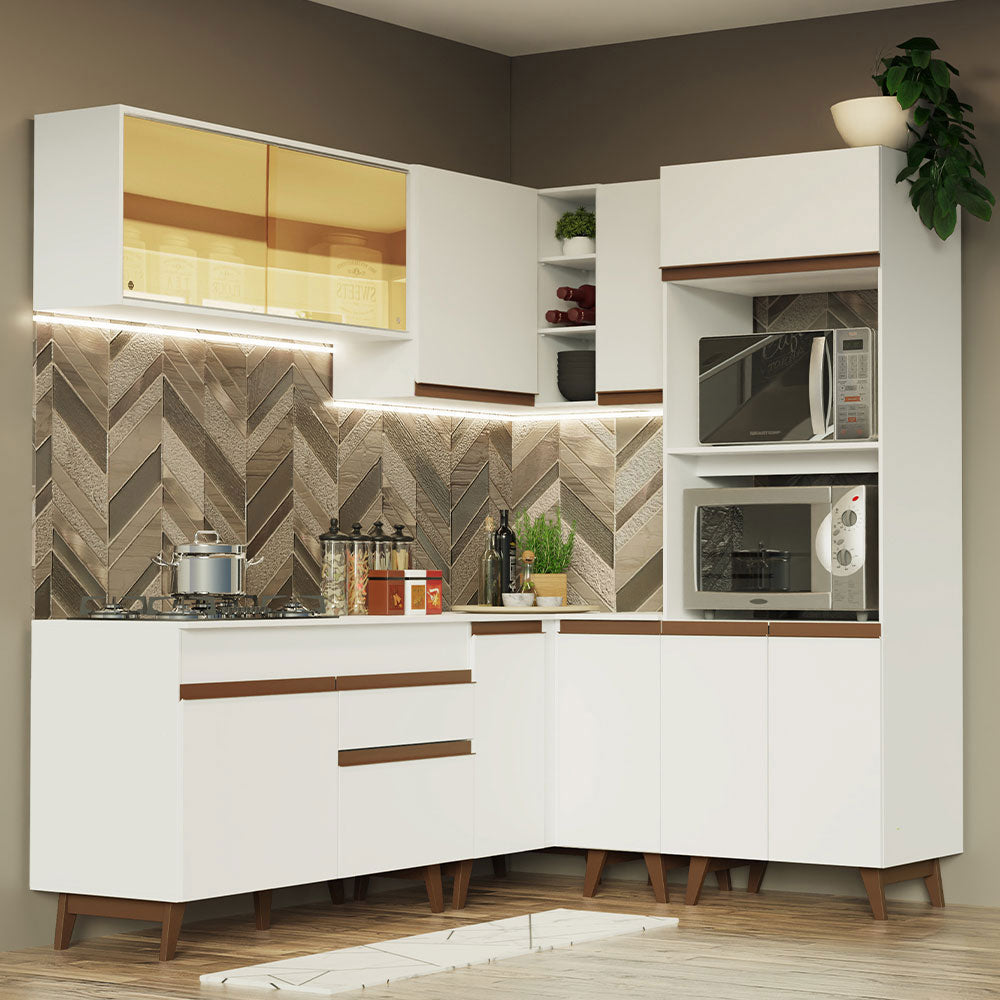 Combo completo de Cocina Esquinera 367 cm 11 Puertas 1 Cajón Blanco Reims Madesa