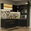 Combo completo de Cocina Esquinera 367 cm 11 Puertas 1 Cajón Negro Reims Madesa