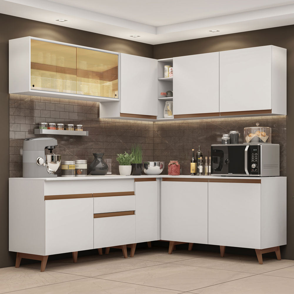 Combo completo de Cocina Esquinera 382 cm 10 Puertas 1 Cajón Blanco Reims Madesa
