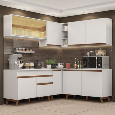 Combo completo de Cocina Esquinera 382 cm 10 Puertas 1 Cajón Blanco Reims Madesa