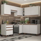 Combo completo de Cocina Esquinera 392 cm 8 Puertas 3 Cajones Blanco Reims Madesa