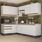 Combo completo de Cocina Esquinera 392 cm 10 Puertas 3 Cajones Blanco Reims Madesa