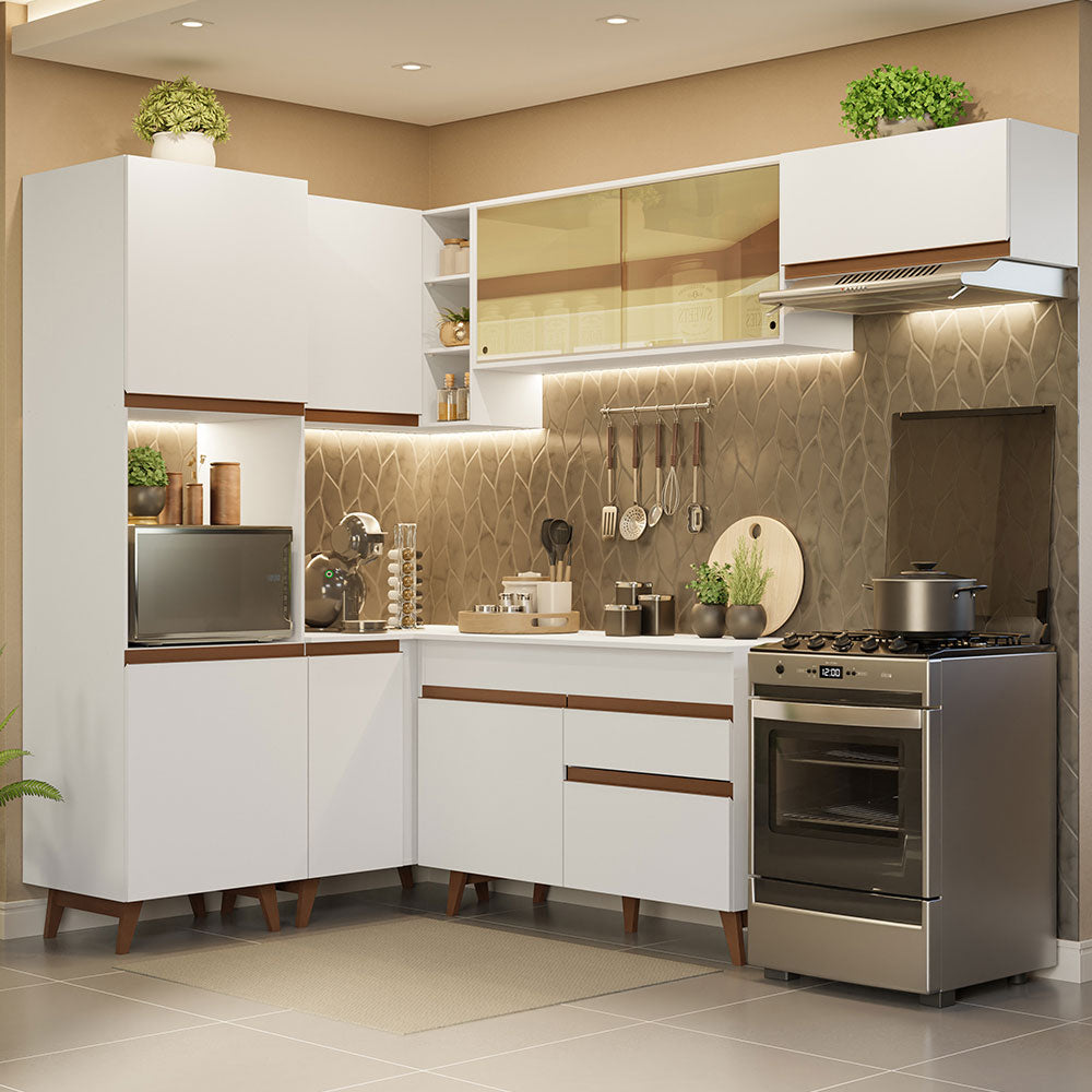 Combo completo de Cocina Esquinera 392 cm 9 Puertas 1 Cajón Blanco Reims Madesa