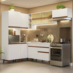 Combo completo de Cocina Esquinera 392 cm 9 Puertas 1 Cajón Blanco Reims Madesa