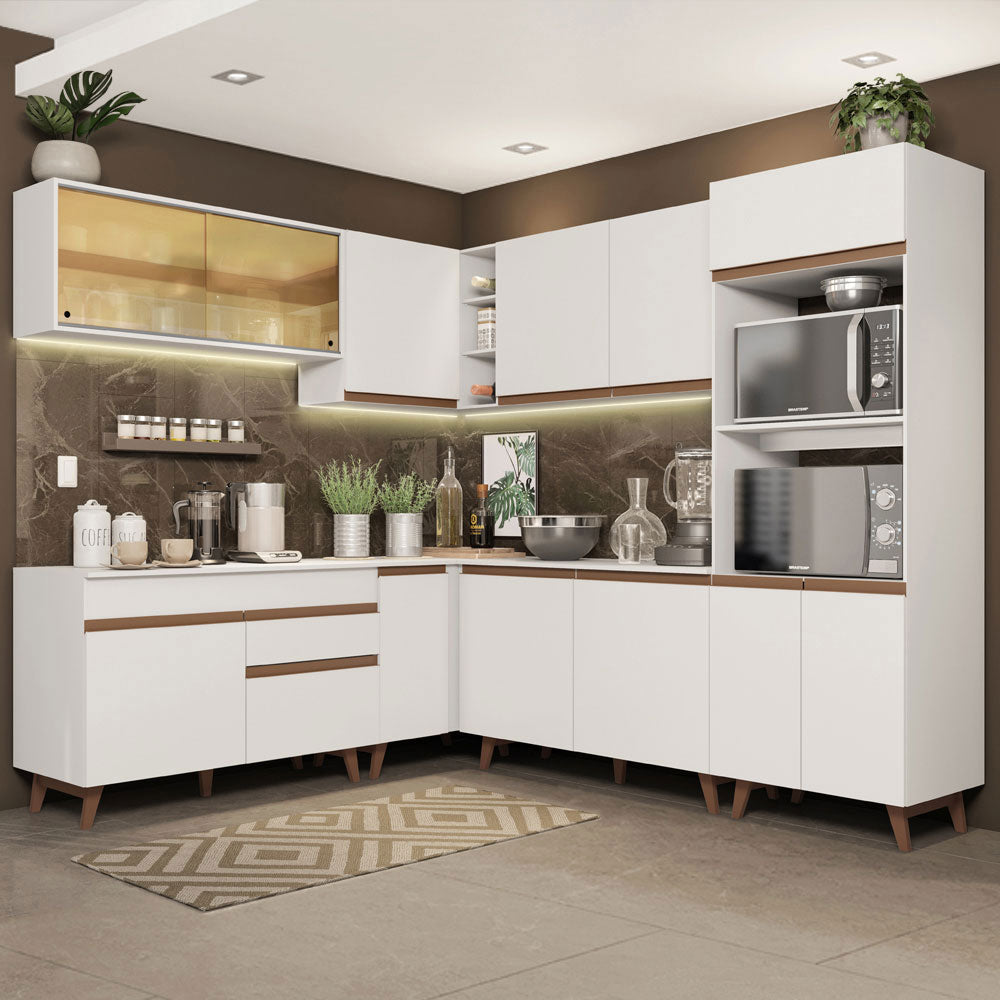 Combo completo de Cocina Esquinera 452 cm 13 Puertas 1 Cajón Blanco Reims Madesa