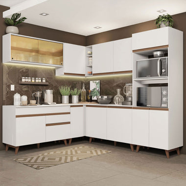 Combo completo de Cocina Esquinera 452 cm 13 Puertas 1 Cajón Blanco Reims Madesa