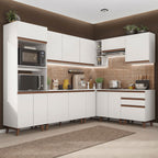 Combo completo de Cocina Esquinera 462 cm 13 Puertas 3 Cajones Blanco Reims Madesa