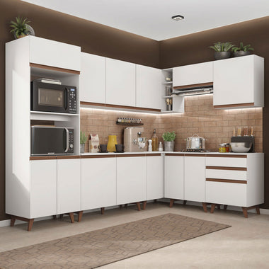 Combo completo de Cocina Esquinera 462 cm 13 Puertas 3 Cajones Blanco Reims Madesa