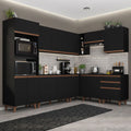Combo completo de Cocina Esquinera 462 cm 13 Puertas 3 Cajones Negro Reims Madesa