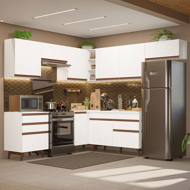 Combo completo de Cocina Esquinera 462 cm 9 Puertas 4 Cajones Blanco Reims Madesa