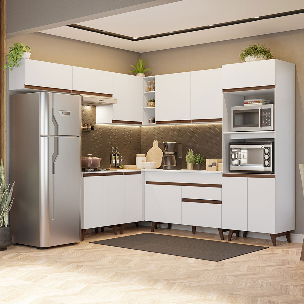 Combo completo de Cocina Esquinera 472 cm 13 Puertas 1 Cajón Blanco Reims Madesa