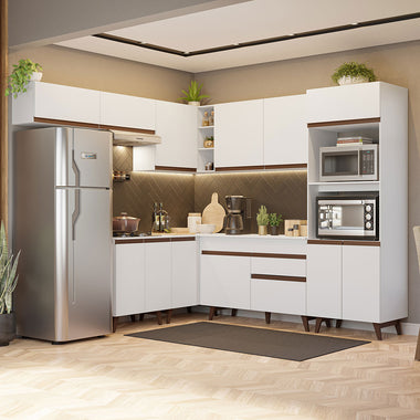 Combo completo de Cocina Esquinera 472 cm 13 Puertas 1 Cajón Blanco Reims Madesa