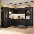 Combo completo de Cocina Esquinera 472 cm 13 Puertas 1 Cajón Negro Reims Madesa