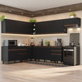 Combo completo de Cocina Esquinera 512 cm 12 Puertas 4 Cajones Negro Reims Madesa