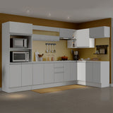 Kit Cocina Esquinera 100% MDF 2 Puertas y Nicho Blanco Smart Madesa